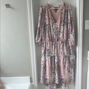 Adrianna Papell Pink Ruffled Tiered Cocktail Dress